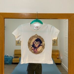 Vivienne Westwood White Monkey Frame Graphic Crop Tee
